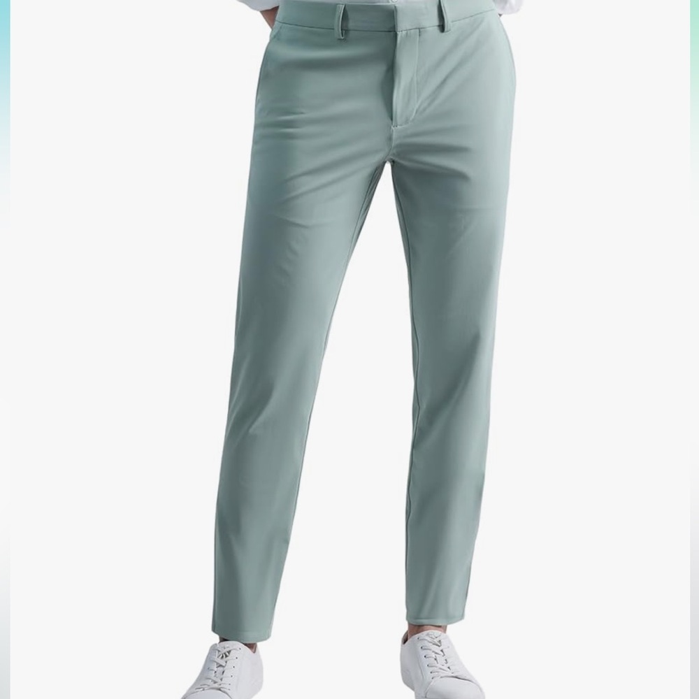 Kenneth Cole Awareness Slim Fit Performance Tech 5 Pocket Pants LT Green 42x32